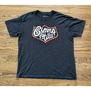 Simms Graphic T-Shirt Mens Large Fish It Well Heathered Gray Casual